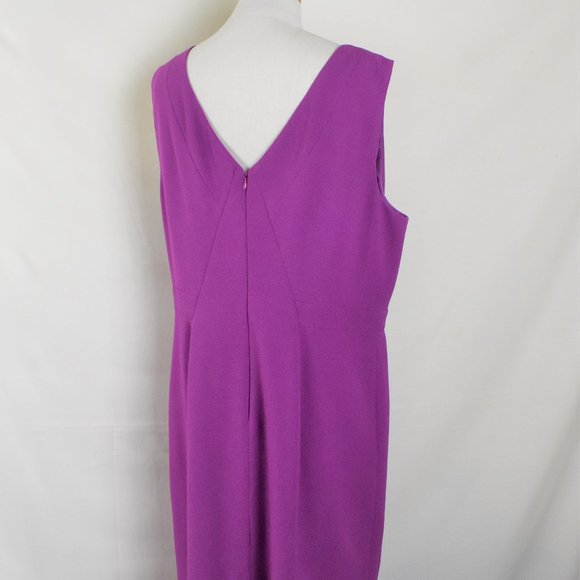 ADRIANNA PAPELL Dress 16 Wine Lined Sleeveless Back Zipper V Cut Neck Line - Picture 4 of 5